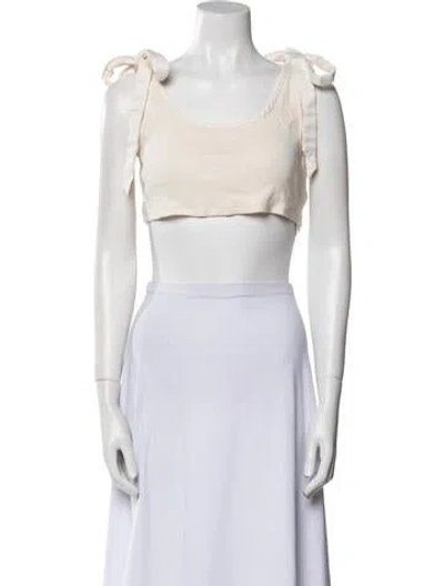 Pre-owned Alexis Scoop Neck Sleeveless Crop Top In White