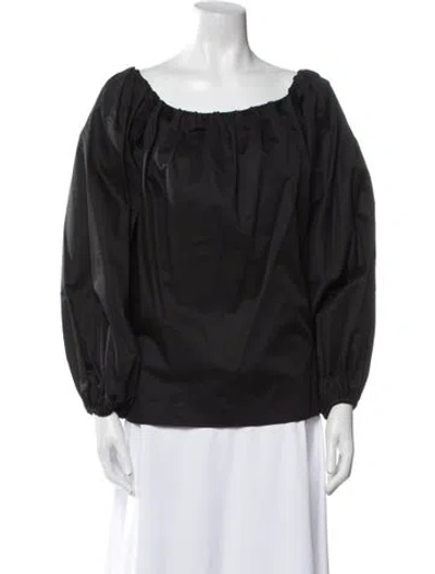 Pre-owned Alexis Scoop Neck Three-quarter Sleeve Blouse In Black