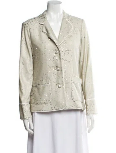 Pre-owned Alexis Sequin Printed Blazer In White