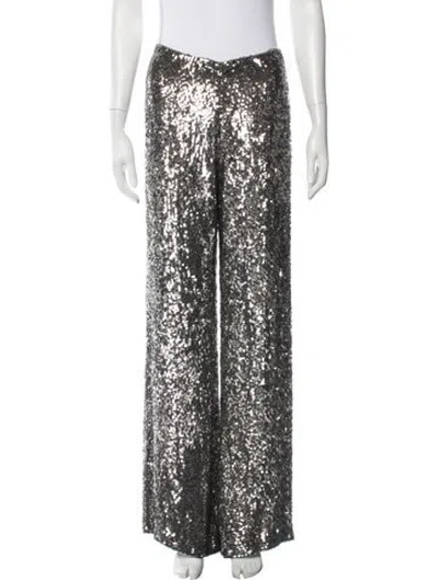 Pre-owned Alexis Sequin Wide Leg Pants W/ Tags In Metallic/silver