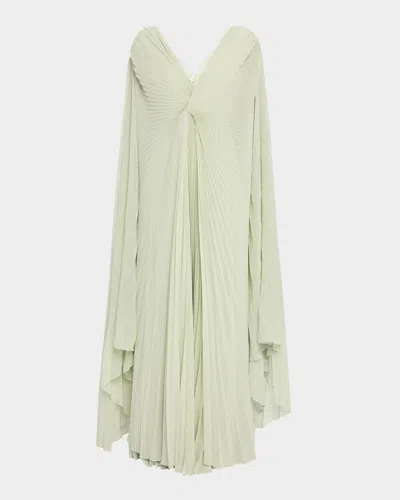 Alexis Serdena Pleated Cape Dress In Sage