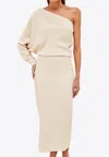 Alexis Serenity One-shoulder Midi Dress In Cream