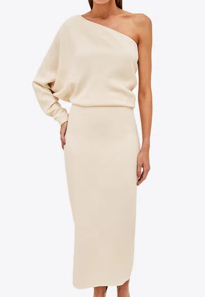 Alexis Serenity One-shoulder Midi Dress In Cream