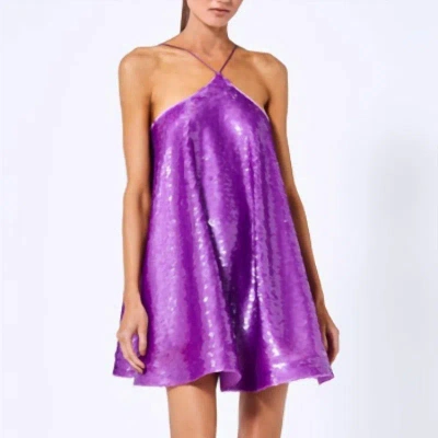 Alexis Shana Sequin Halter Shift Minidress In Purple