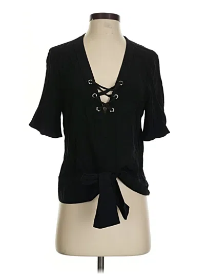 Pre-owned Alexis Short Sleeve Blouse In Black