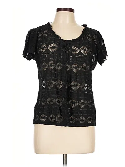 Pre-owned Alexis Short Sleeve Blouse In Black