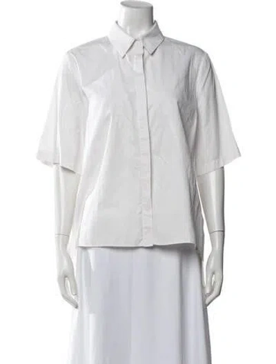 Pre-owned Alexis Short Sleeve Button-up Top In White