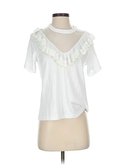 Pre-owned Alexis Short Sleeve Top White Ruffles Neckline Tops