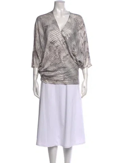 Pre-owned Alexis Silk Animal Print Blouse In Neutrals
