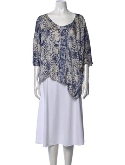 Pre-owned Alexis Silk Animal Print Top In White