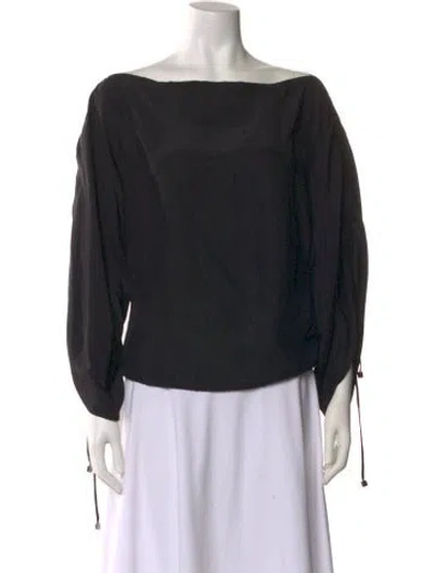 Pre-owned Alexis Silk Bateau Neckline Blouse In Black