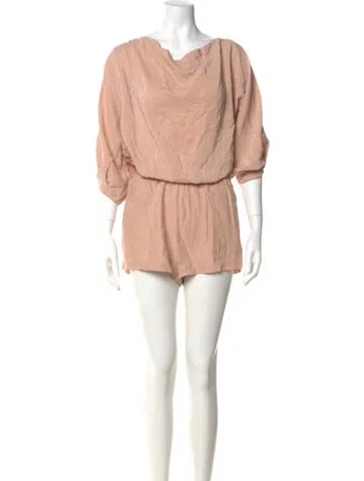 Pre-owned Alexis Silk Cowl Neck Romper In Orange