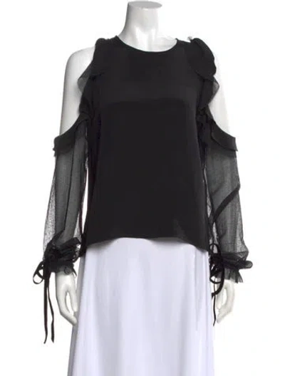 Pre-owned Alexis Silk Crew Neck Blouse In Black