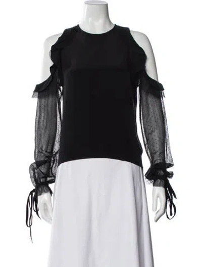 Pre-owned Alexis Silk Crew Neck Blouse In Black