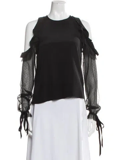 Pre-owned Alexis Silk Crew Neck Blouse In Black