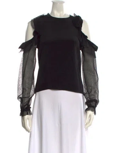 Pre-owned Alexis Silk Crew Neck Blouse In Black
