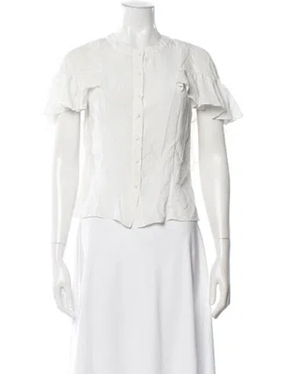 Pre-owned Alexis Silk Crew Neck Blouse In Neutral