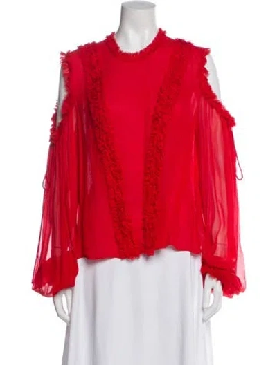 Pre-owned Alexis Silk Crew Neck Blouse In Red