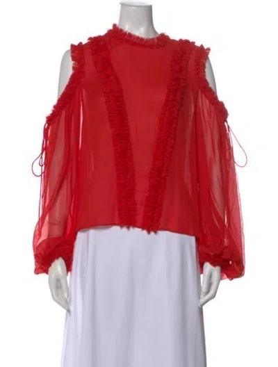 Pre-owned Alexis Silk Crew Neck Blouse In Red