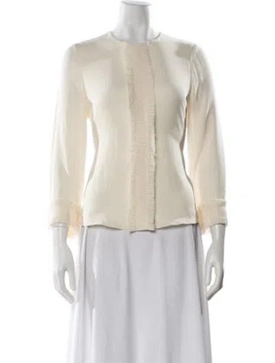 Pre-owned Alexis Silk Crew Neck Blouse In White