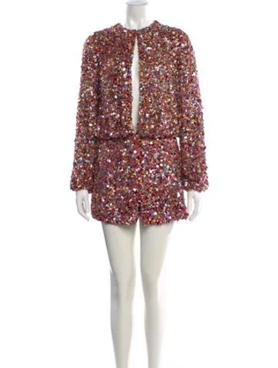 Pre-owned Alexis Silk Crew Neck Romper In Burgundy