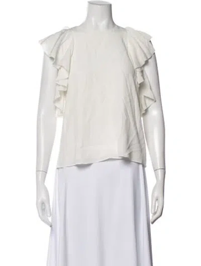 Pre-owned Alexis Silk Crew Neck Top In White