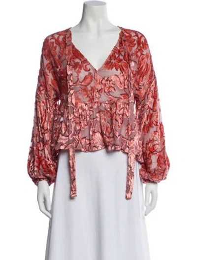 Pre-owned Alexis Silk Floral Print Blouse In Pink