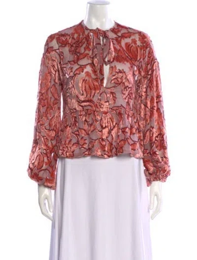 Pre-owned Alexis Silk Floral Print Blouse In Pink