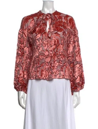 Pre-owned Alexis Silk Floral Print Blouse In Pink