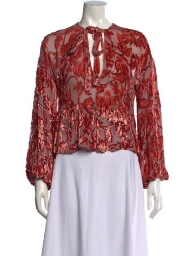 Pre-owned Alexis Silk Floral Print Blouse In Pink