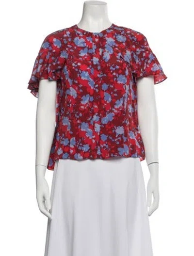 Pre-owned Alexis Silk Floral Print Blouse In Red