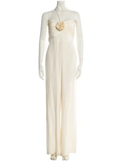 Pre-owned Alexis Silk Halterneck Jumpsuit In Neutral