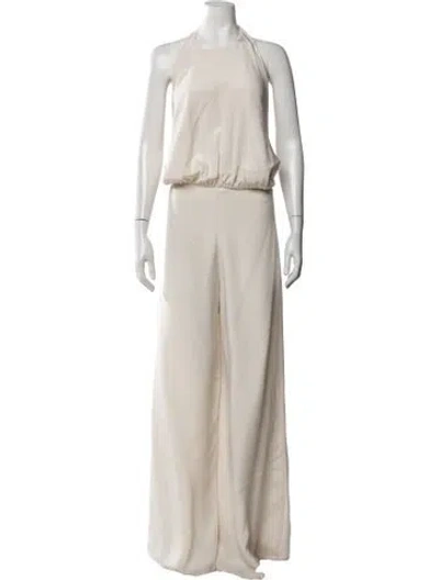 Pre-owned Alexis Silk Halterneck Jumpsuit In Neutrals