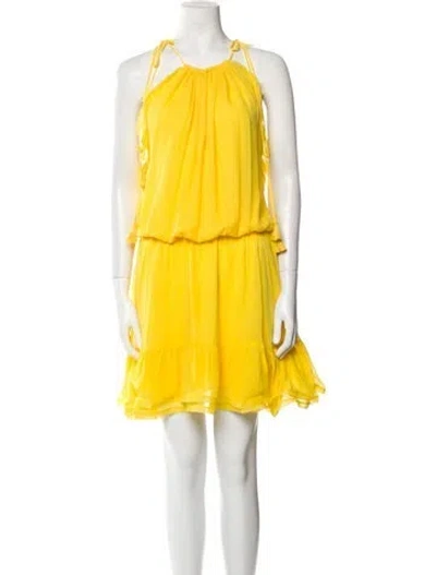 Pre-owned Alexis Silk Knee-length Dress In Yellow