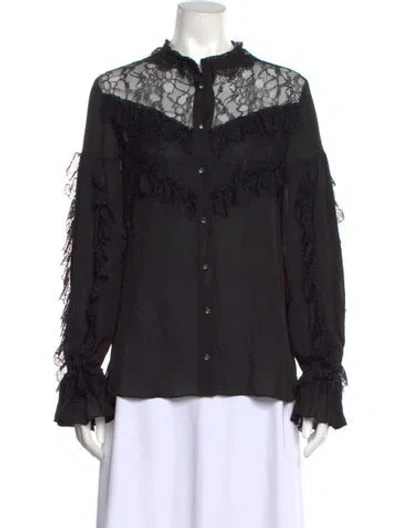 Pre-owned Alexis Silk Lace Pattern Blouse In Black