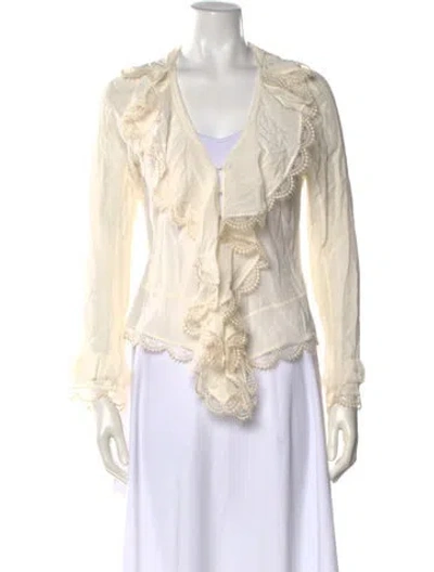 Pre-owned Alexis Silk Lace Pattern Blouse In Neutral