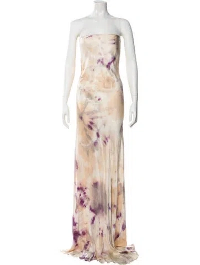 Pre-owned Alexis Silk Long Dress In Neutral