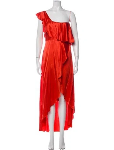 Pre-owned Alexis Silk Long Dress In Orange
