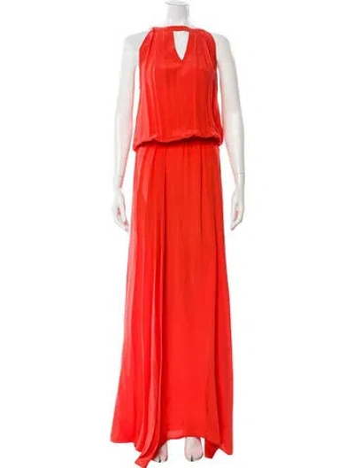 Pre-owned Alexis Silk Long Dress In Orange