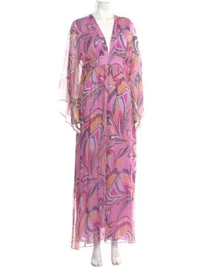 Pre-owned Alexis Silk Long Dress In Purple
