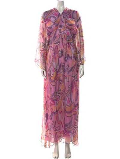 Pre-owned Alexis Silk Long Dress In Purple