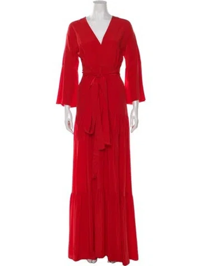 Pre-owned Alexis Silk Long Dress In Red