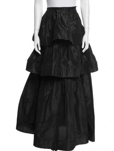 Pre-owned Alexis Silk Long Skirt In Black
