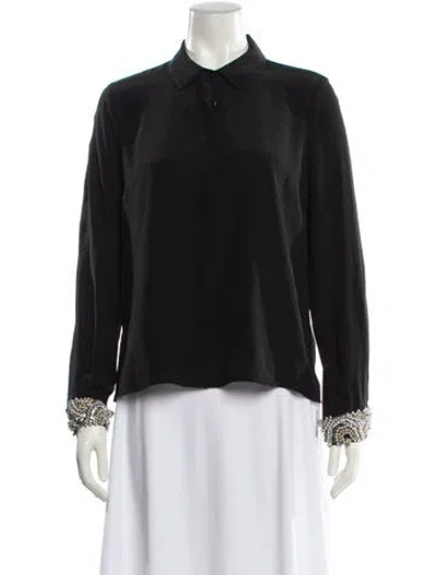 Pre-owned Alexis Silk Long Sleeve Blouse In Black