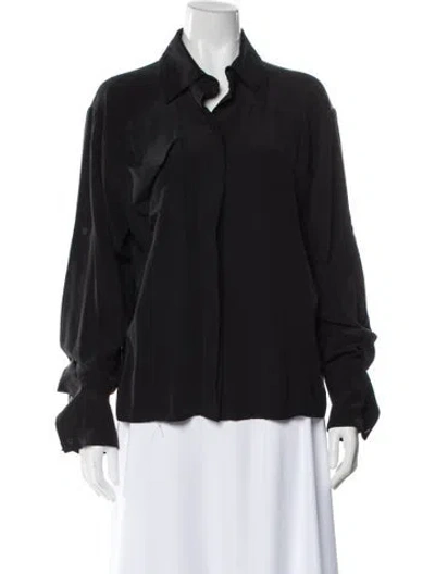 Pre-owned Alexis Silk Long Sleeve Blouse In Gray