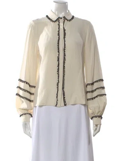 Pre-owned Alexis Silk Long Sleeve Blouse In Neutral