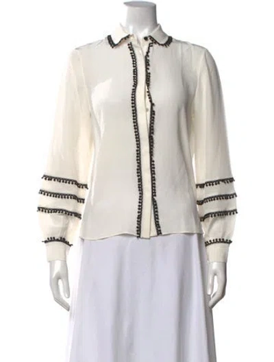 Pre-owned Alexis Silk Long Sleeve Blouse In Neutrals