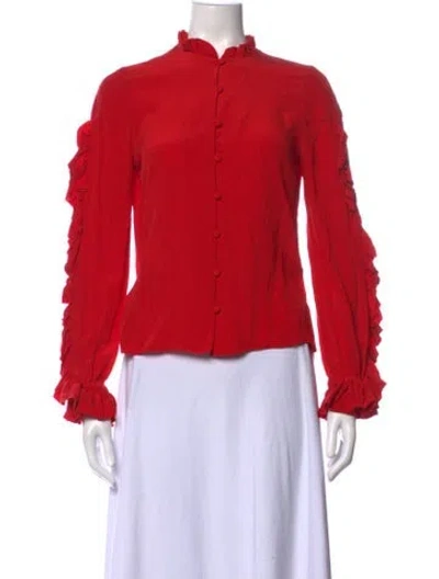 Pre-owned Alexis Silk Long Sleeve Blouse In Red