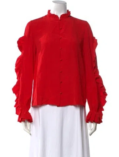 Pre-owned Alexis Silk Long Sleeve Blouse In Red