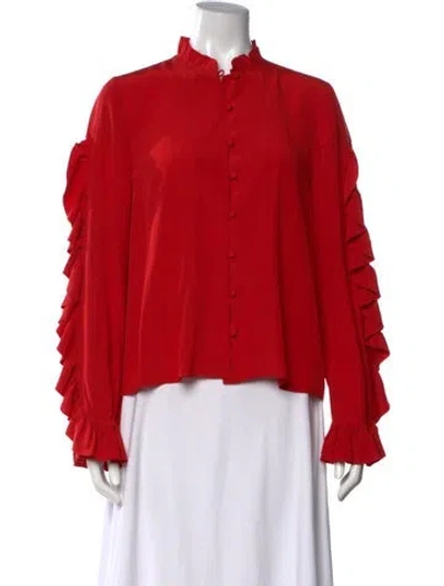 Pre-owned Alexis Silk Long Sleeve Blouse In Red